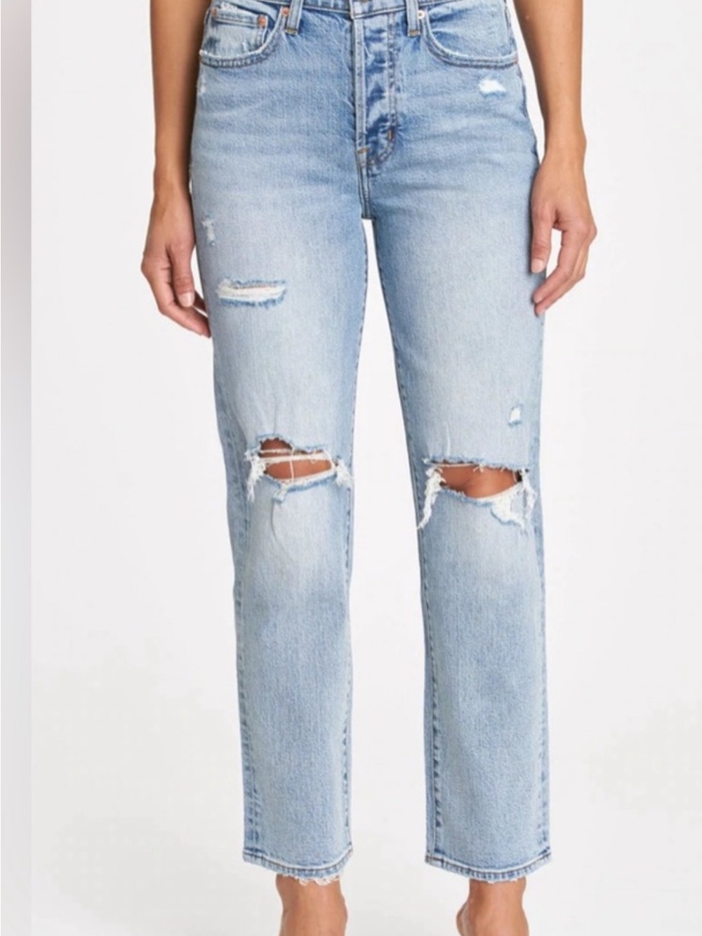 pistola Light Blue Distressed Straight-Leg Jeans